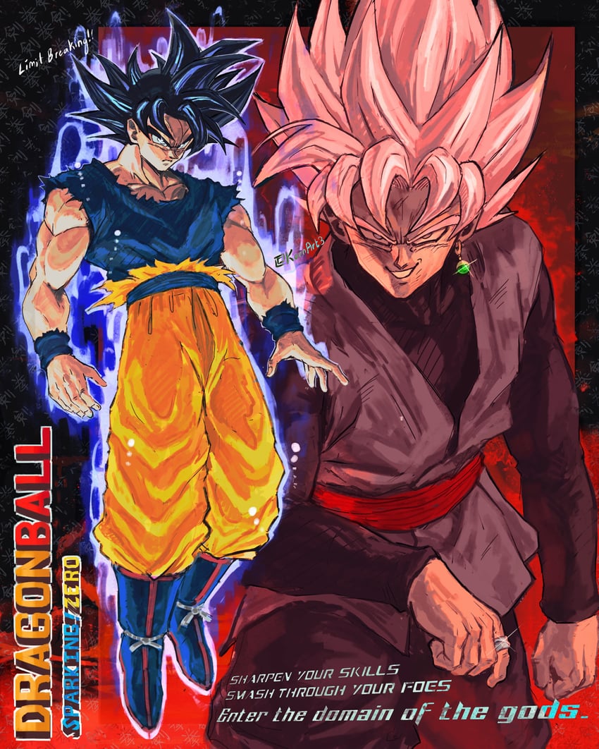 son goku and goku black (dragon ball and 2 more) drawn by kornart