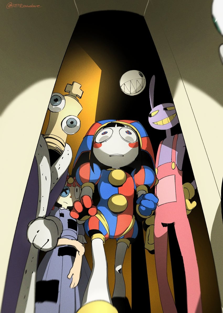 pomni, jax, ragatha, kinger, and bubble (the amazing digital circus) drawn by sonokare