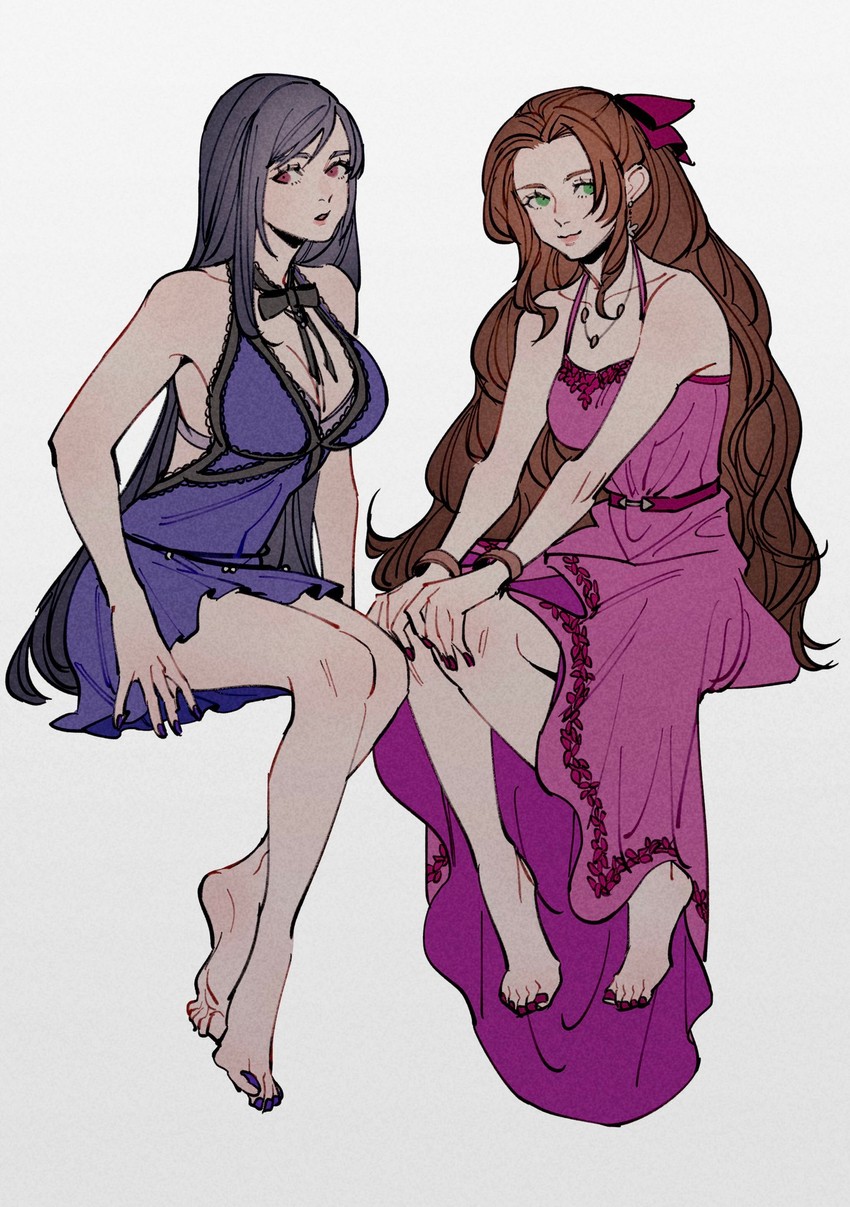 tifa lockhart and aerith gainsborough (final fantasy and 2 more) drawn by oimo_(oimkimn)