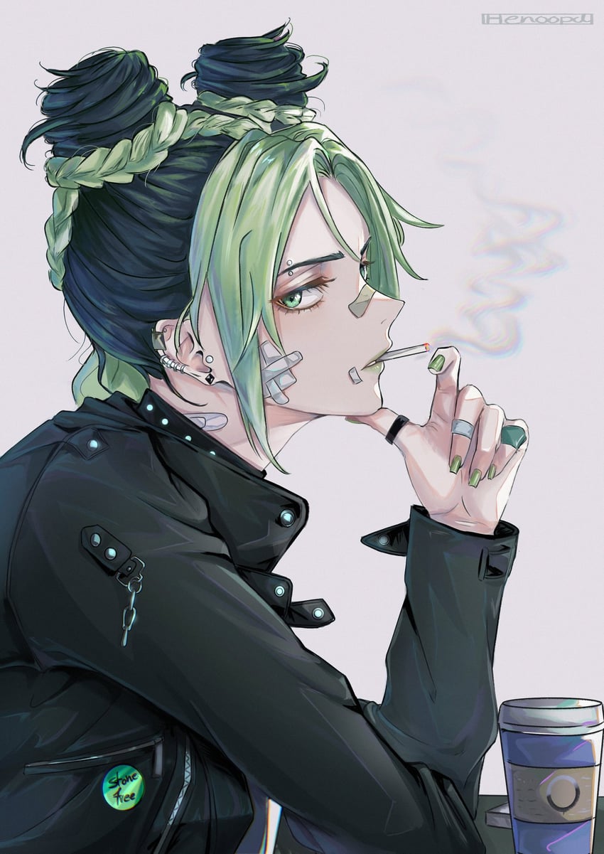 kujo jolyne (jojo no kimyou na bouken and 1 more) drawn by henoopd