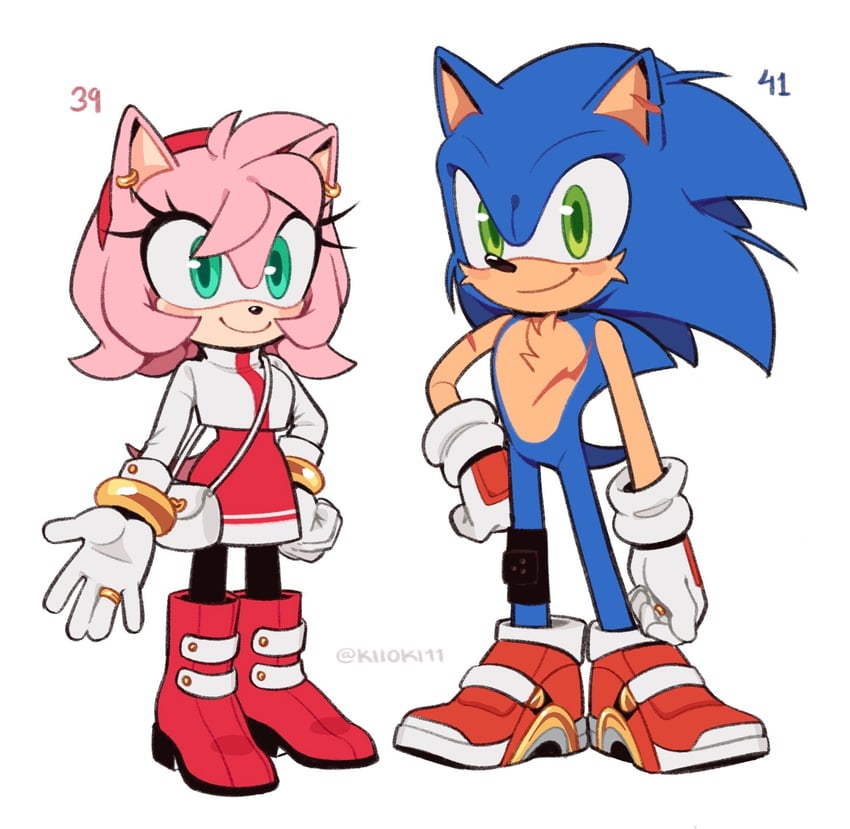 sonic the hedgehog and amy rose (sonic) drawn by kiioki11