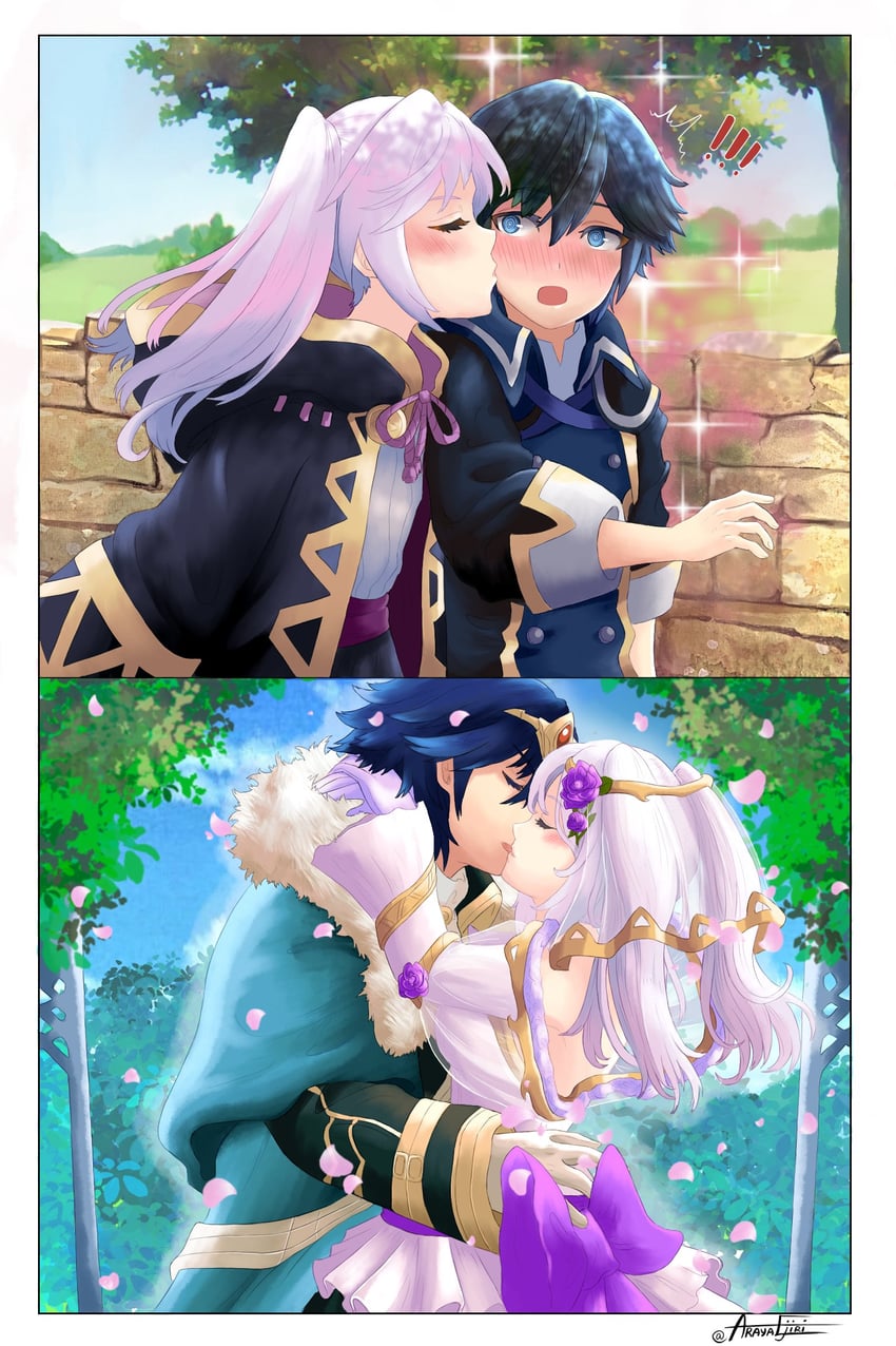 female robin and chrom (fire emblem and 2 more) drawn by ebrietas_(arayaejiri)