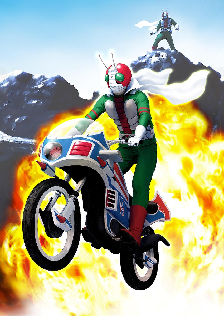 kamen rider v3 (kamen rider and 1 more) drawn by ab_(atstudio)