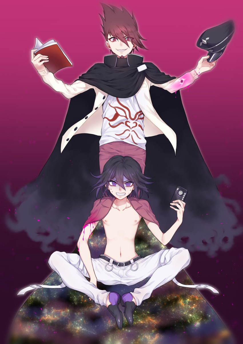 oma kokichi and momota kaito (danganronpa and 2 more) drawn by nanin