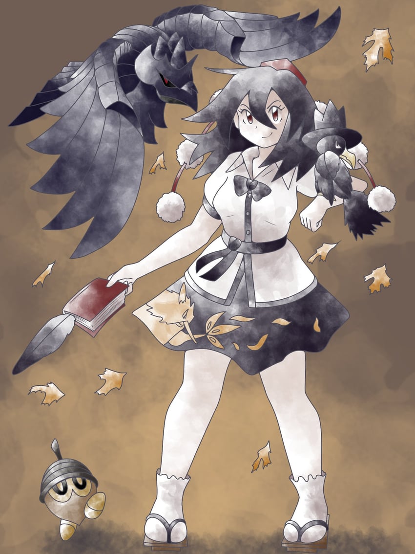 shameimaru aya, murkrow, corviknight, and seedot (touhou and 1 more) drawn by greatmothsucks