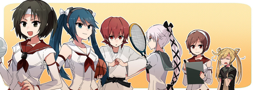 yura, abukuma, isuzu, kinu, nagara, and 3 more (kantai collection) drawn by annin_musou