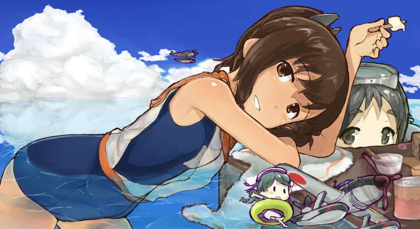 fairy, i-401, maru-yu, and seiran (kantai collection) drawn by morikawasansei