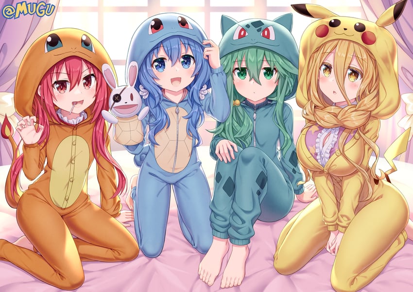 pikachu, bulbasaur, squirtle, charmander, itsuka kotori, and 4 more (pokemon and 1 more) drawn by tsubasaki
