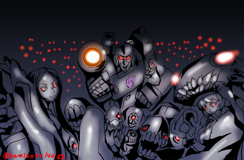 northern ocean princess, wo-class aircraft carrier, i-class destroyer, ru-class battleship, megatron, and 1 more (kantai collection and 2 more) drawn by kamizono_(spookyhouse)