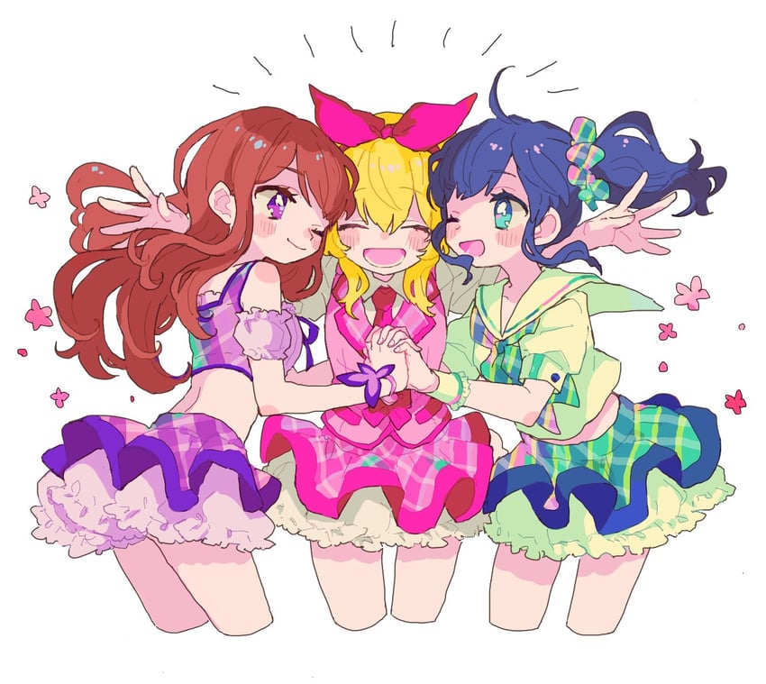 hoshimiya ichigo, kiriya aoi, and shibuki ran (aikatsu!) drawn by mrokr