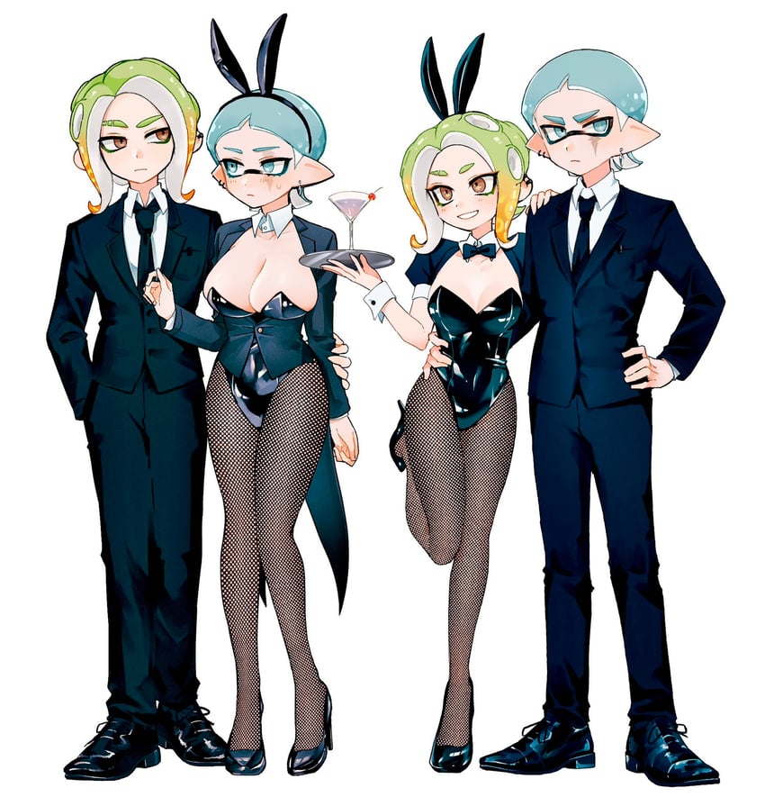 inkling player character, inkling girl, octoling player character, octoling girl, inkling boy, and 1 more (splatoon) drawn by tokihatt