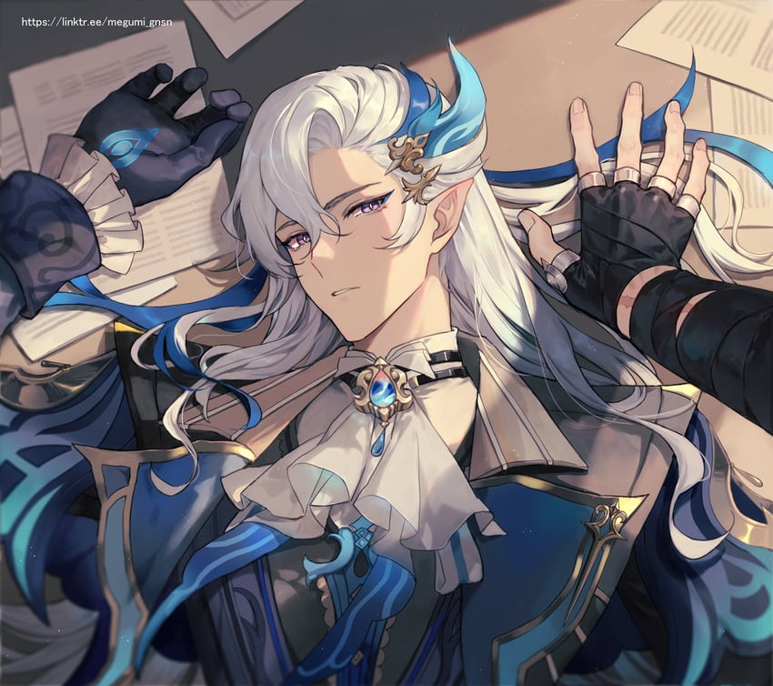 neuvillette and wriothesley (genshin impact) drawn by hizuki24