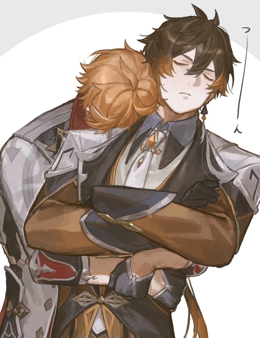 zhongli and tartaglia (genshin impact) drawn by matuka10101