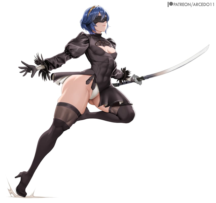 2b and lucina (fire emblem and 3 more) drawn by arcedo
