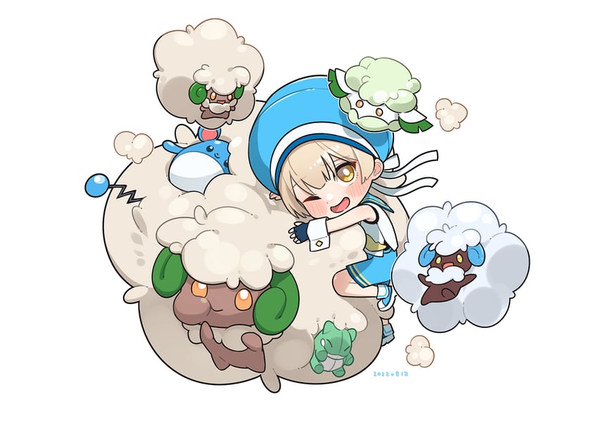 marill, whimsicott, and cottonee (original and 1 more) drawn by mubo