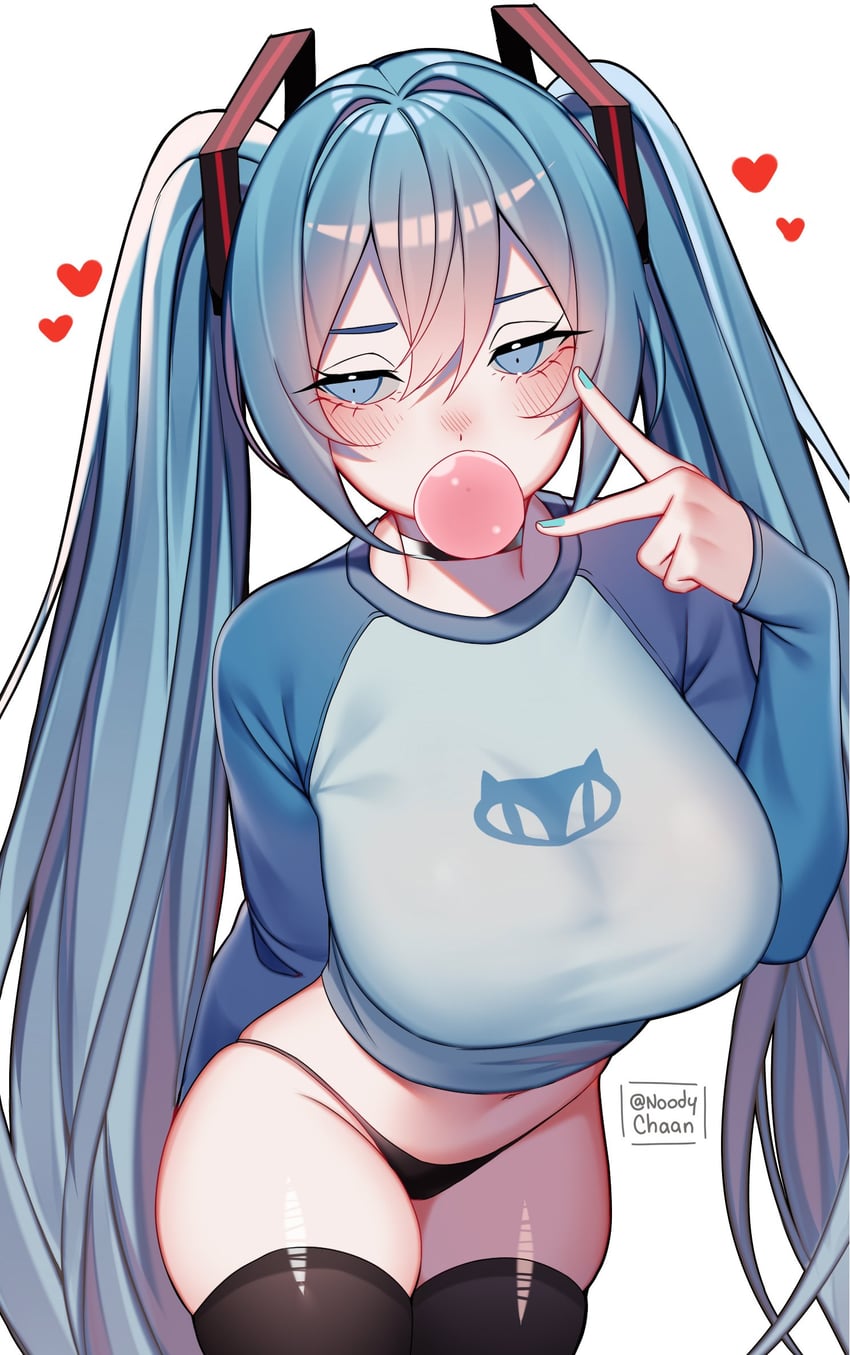 hatsune miku and gwen tennyson (vocaloid and 1 more) drawn by noodychaan
