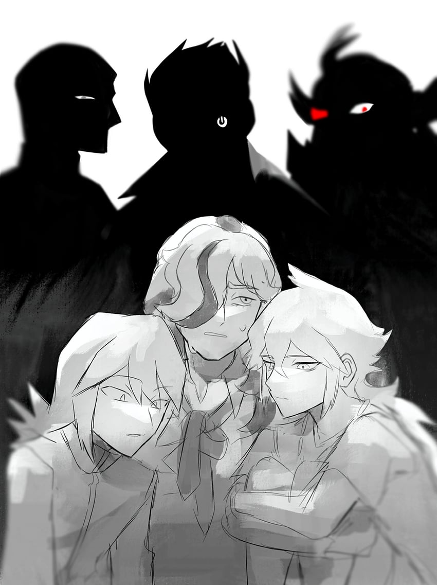 n, silver, arven, giovanni, ghetsis, and 1 more (pokemon and 3 more) drawn by sioma709iie