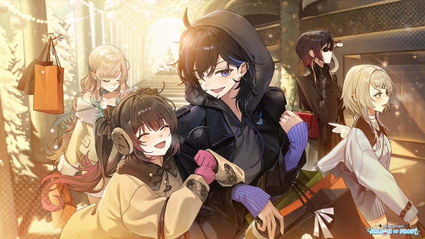 rinkou ashelia, himemiya rie, hikanari hina, ayase yuu, and kannagi loki (phase connect)