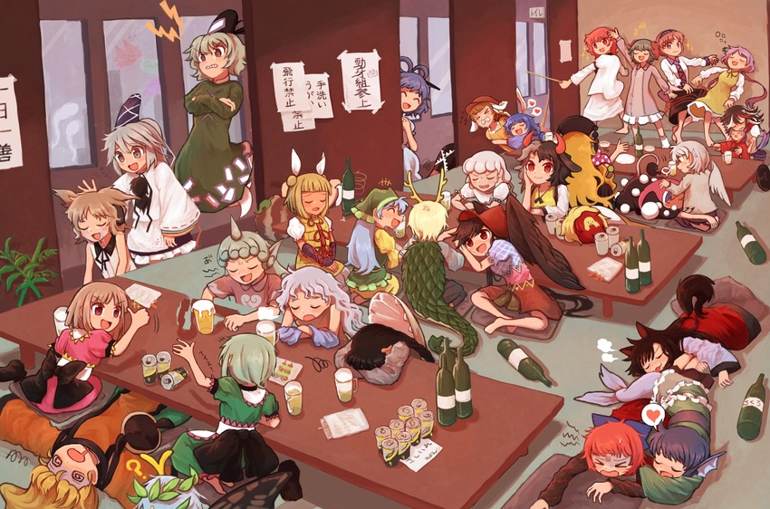 toyosatomimi no miko, mononobe no futo, imaizumi kagerou, kaku seiga, miyako yoshika, and 33 more (touhou) drawn by donki_(yeah)