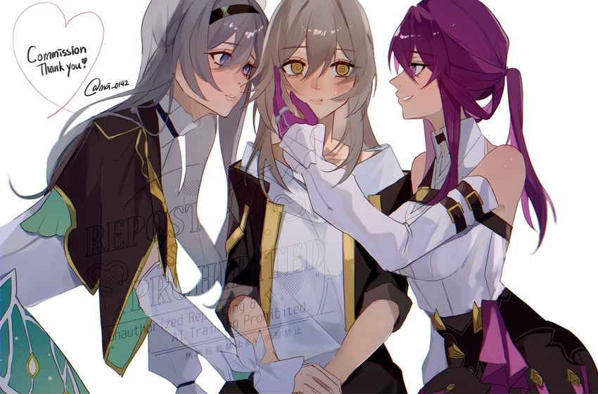 trailblazer, firefly, stelle, and kafka (honkai and 1 more) drawn by shino_(moi_0142)