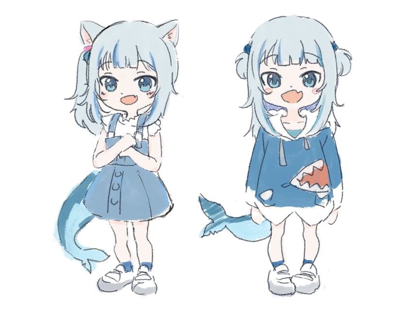 gawr gura (hololive and 1 more) drawn by awoi_(awoiro7)