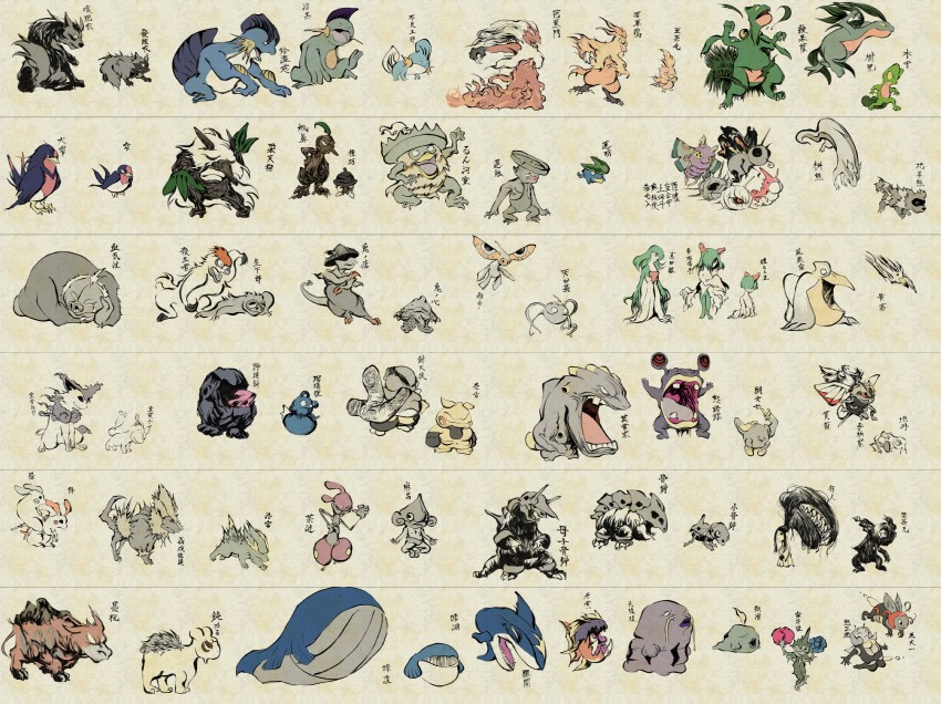 gardevoir, kirlia, torchic, mudkip, mawile, and 67 more (pokemon) drawn by nojo