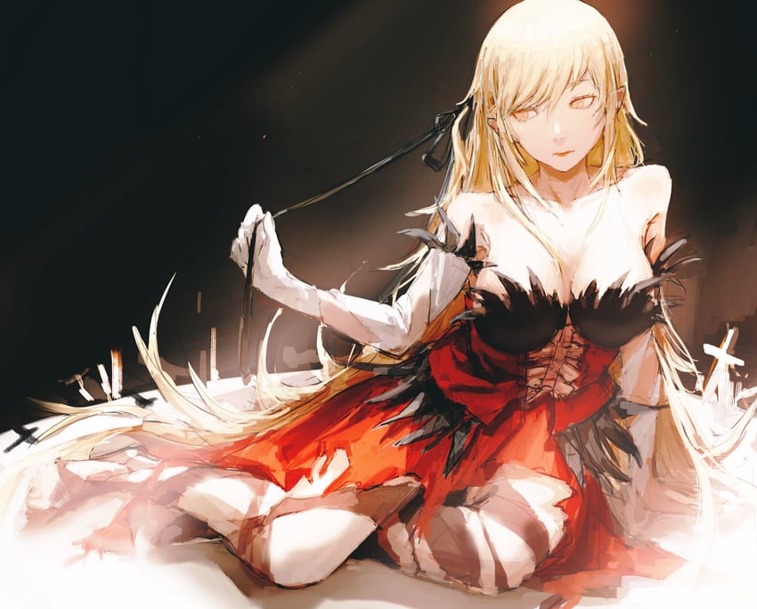oshino shinobu and kiss-shot acerola-orion heart-under-blade (monogatari and 1 more) drawn by taki_(a313131333)
