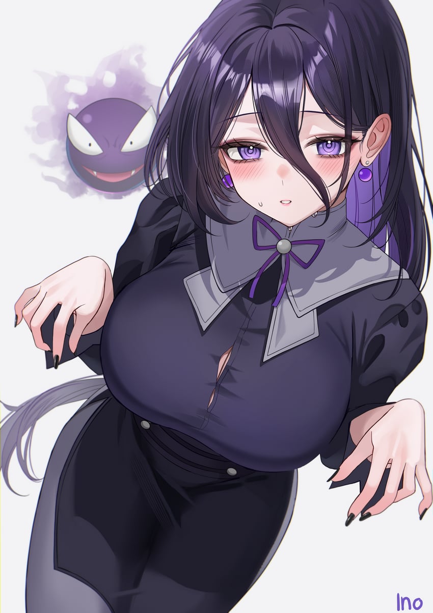 hex maniac and gastly (pokemon and 1 more) drawn by iino_(isnyong)
