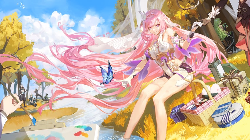 elysia, mobius, griseo, eden, kevin kaslana, and 3 more (honkai and 1 more) drawn by ether.b