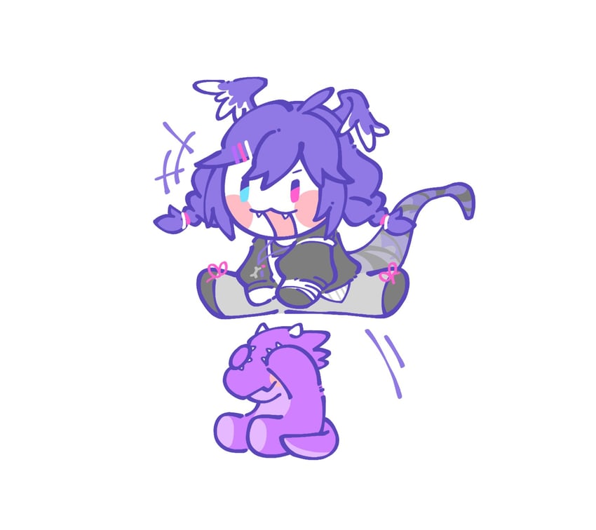 selen tatsuki and dragoon (nijisanji and 1 more) drawn by babbinggui