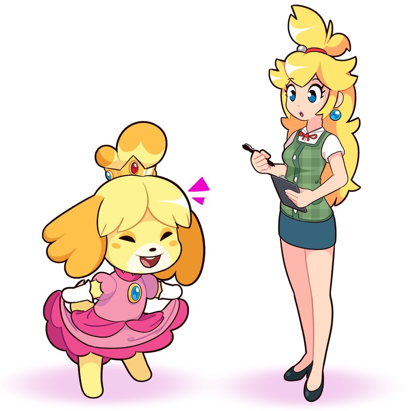 princess peach and isabelle (mario and 2 more) drawn by starbirbz