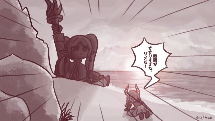 frieren and aura (sousou no frieren and 1 more) drawn by def_fault