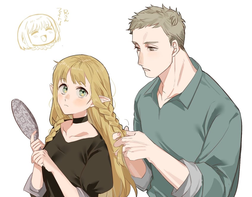 marcille donato, falin touden, and laios touden (dungeon meshi) drawn by spt0055