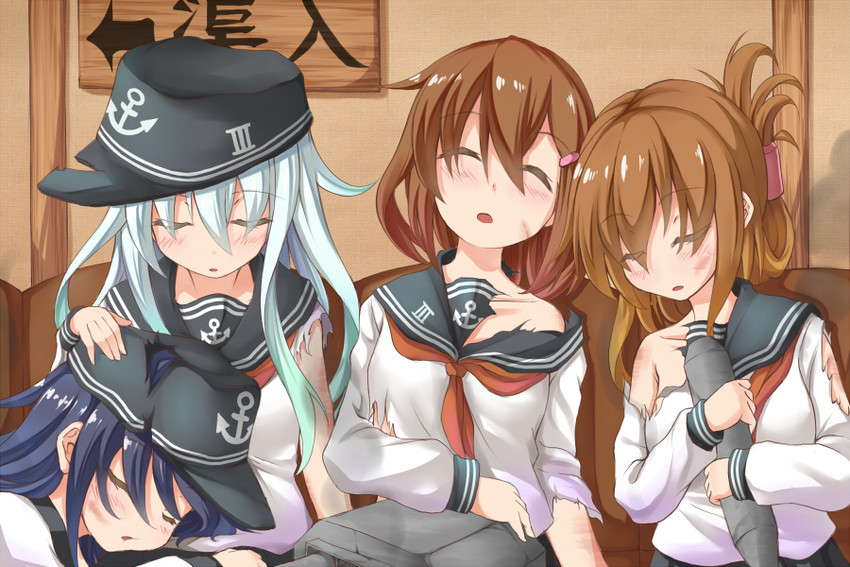 hibiki, inazuma, ikazuchi, and akatsuki (kantai collection) drawn by musouzuki