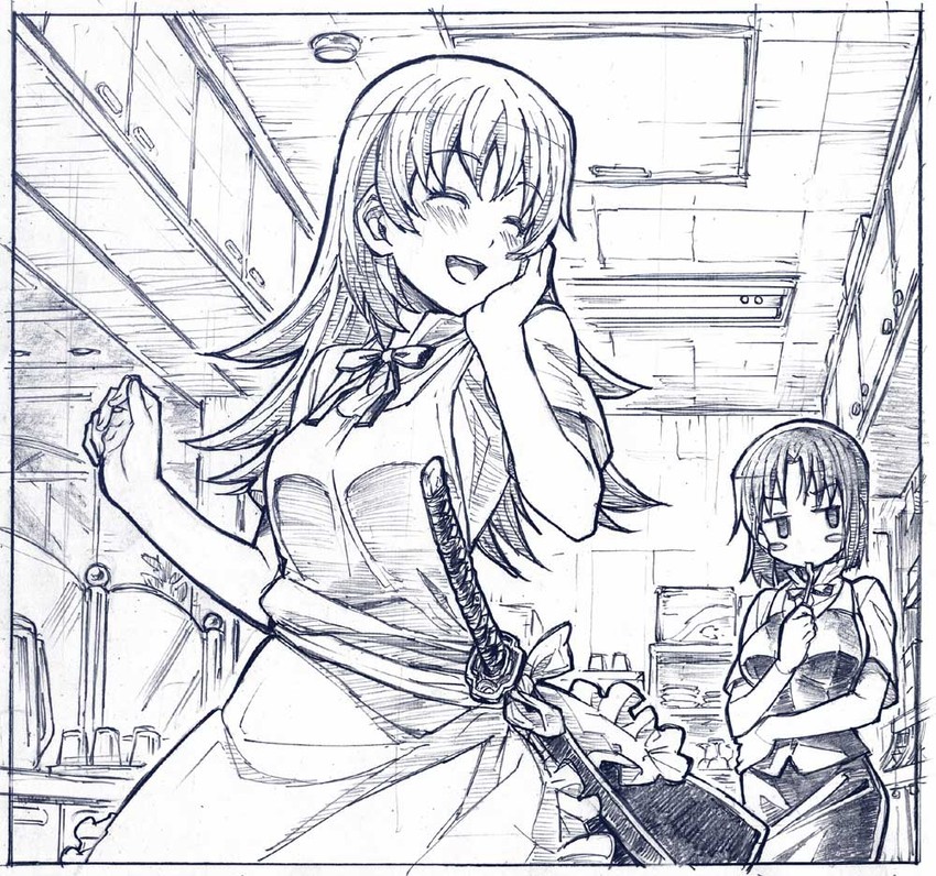 todoroki yachiyo and shirafuji kyouko (working!!) drawn by sakino_shingetsu