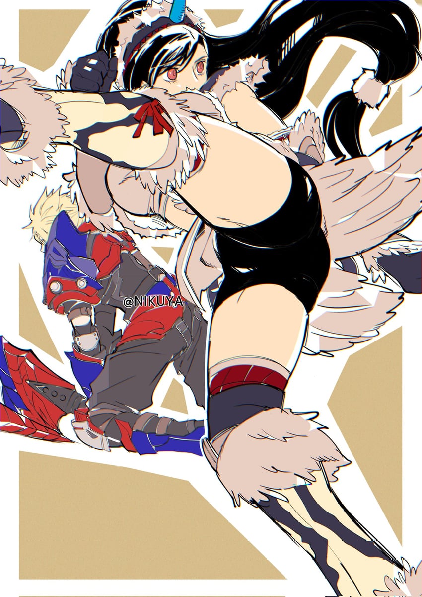 tifa lockhart and cloud strife (final fantasy and 3 more) drawn by nikuya_(nikuya888)