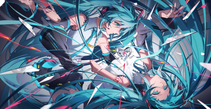 hatsune miku (vocaloid and 1 more) drawn by nyansky