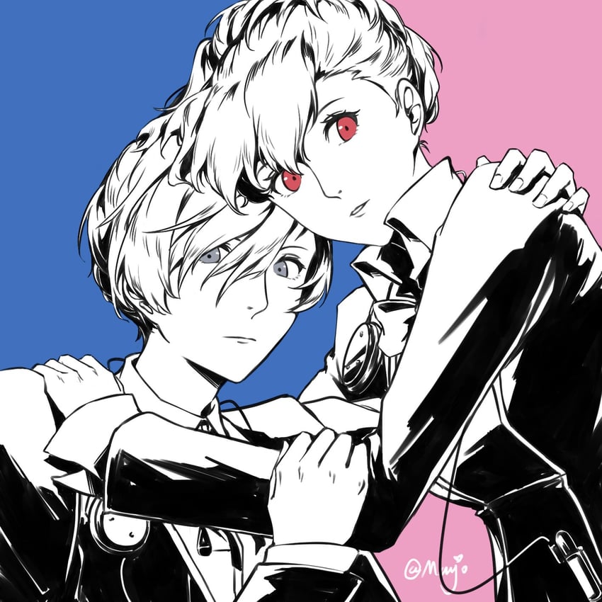 yuuki makoto and shiomi kotone (persona and 2 more) drawn by majosapphire
