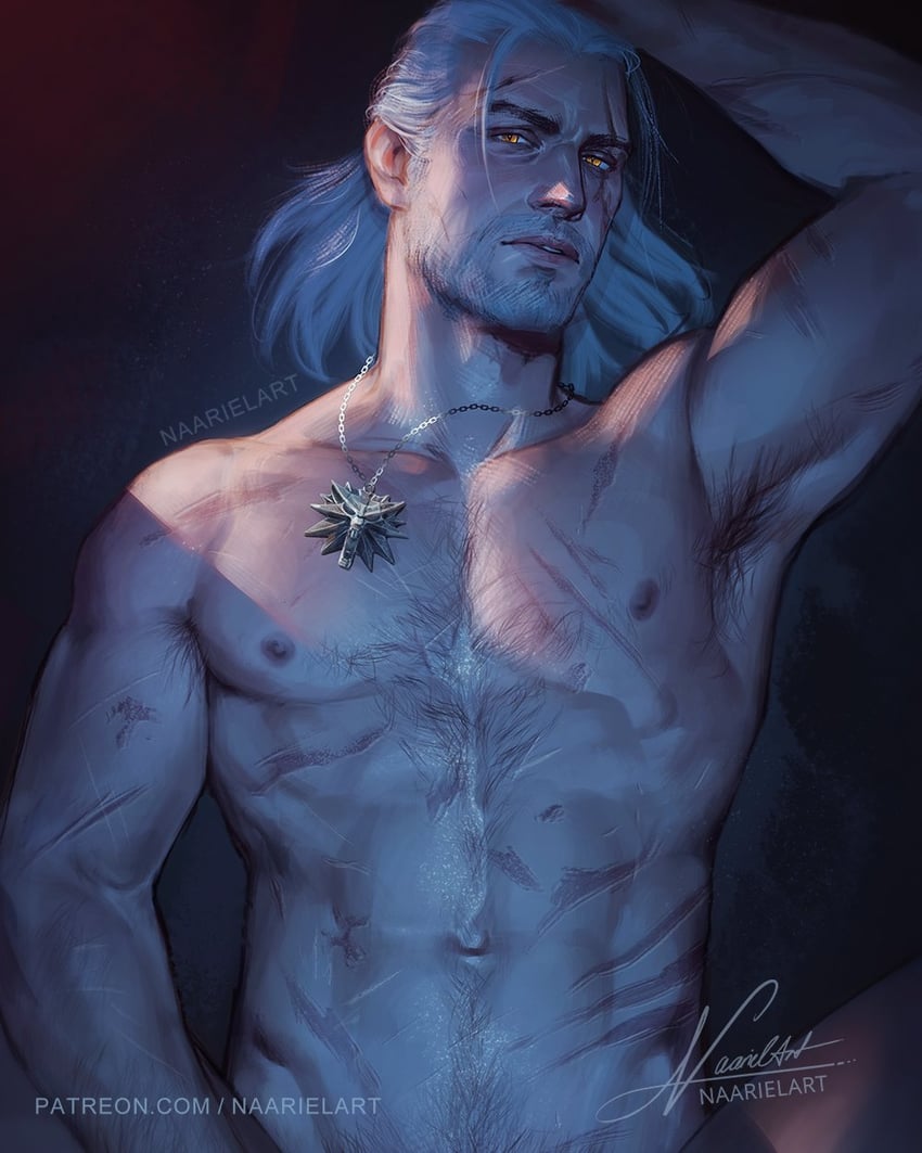 geralt of rivia (the witcher and 1 more) drawn by naariel_art