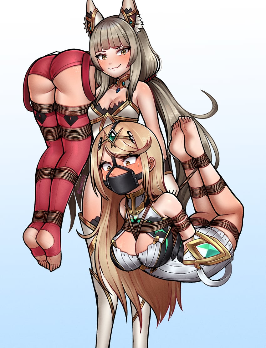 pyra, mythra, and nia (xenoblade chronicles and 1 more) drawn by negi_(liquidu)