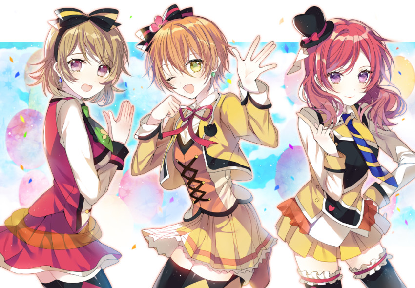 nishikino maki, hoshizora rin, and koizumi hanayo (love live! and 2 more) drawn by nennen