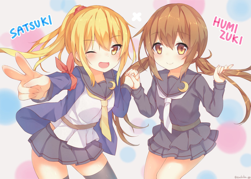 satsuki, fumizuki, and satsuki kai ni (kantai collection) drawn by ezoshika