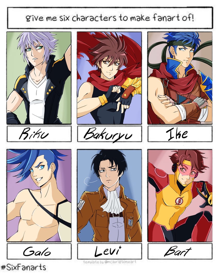 levi, ike, galo thymos, riku, kid flash, and 2 more (fire emblem and 8 more) drawn by sassykatart