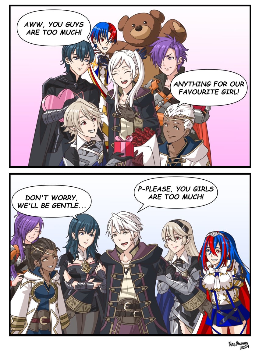 female byleth, female corrin, female robin, male byleth, male robin, and 8 more (fire emblem and 6 more) drawn by naijmizuho