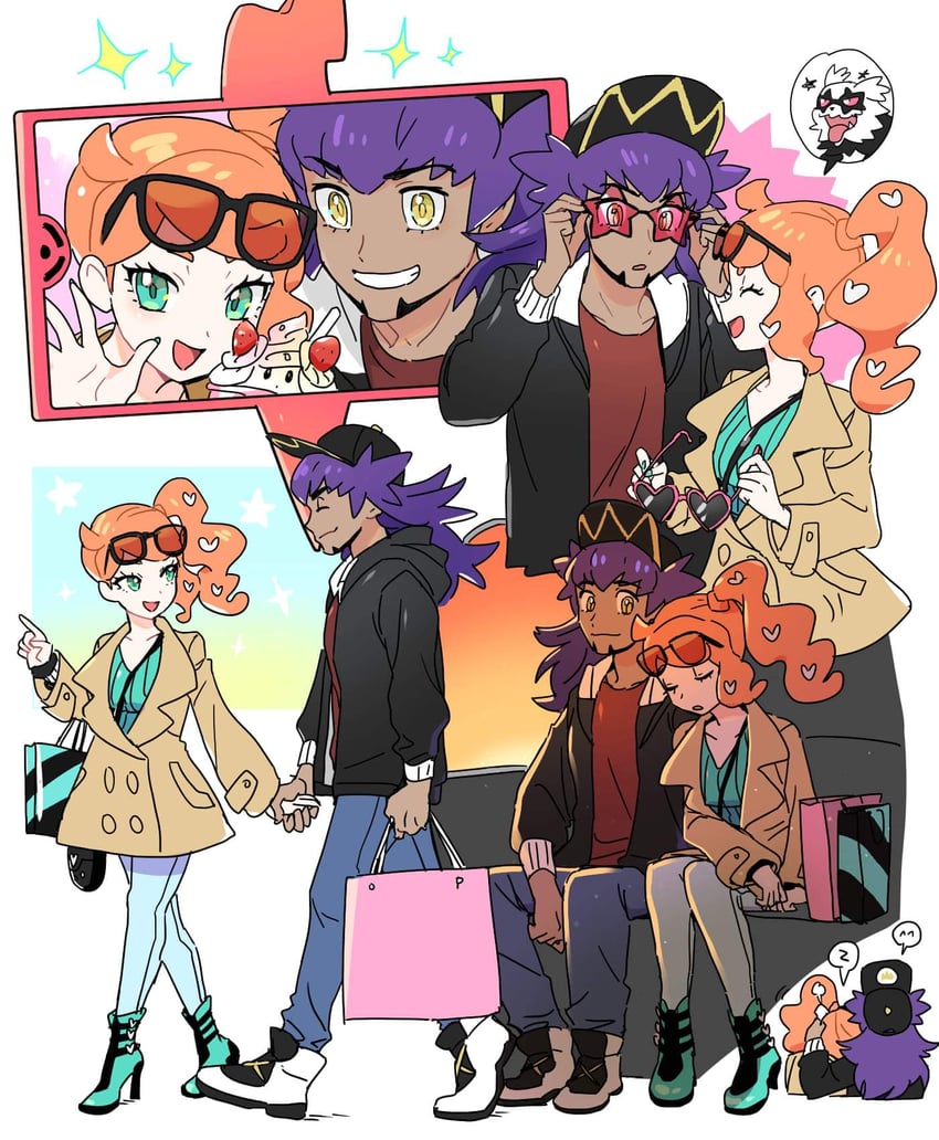 leon, rotom, sonia, rotom phone, alcremie, and 1 more (pokemon and 1 more) drawn by dede_(qwea_00000)
