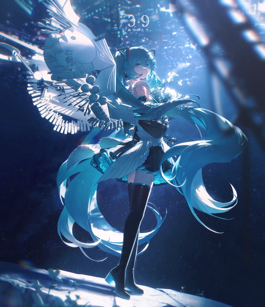 hatsune miku (vocaloid and 1 more) drawn by konya_karasue