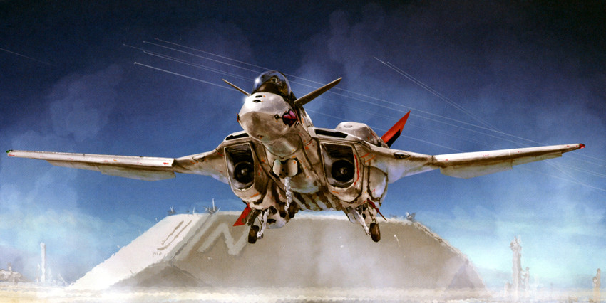 yf-19 and isamu dyson (macross and 1 more) drawn by tenjin_hidetaka