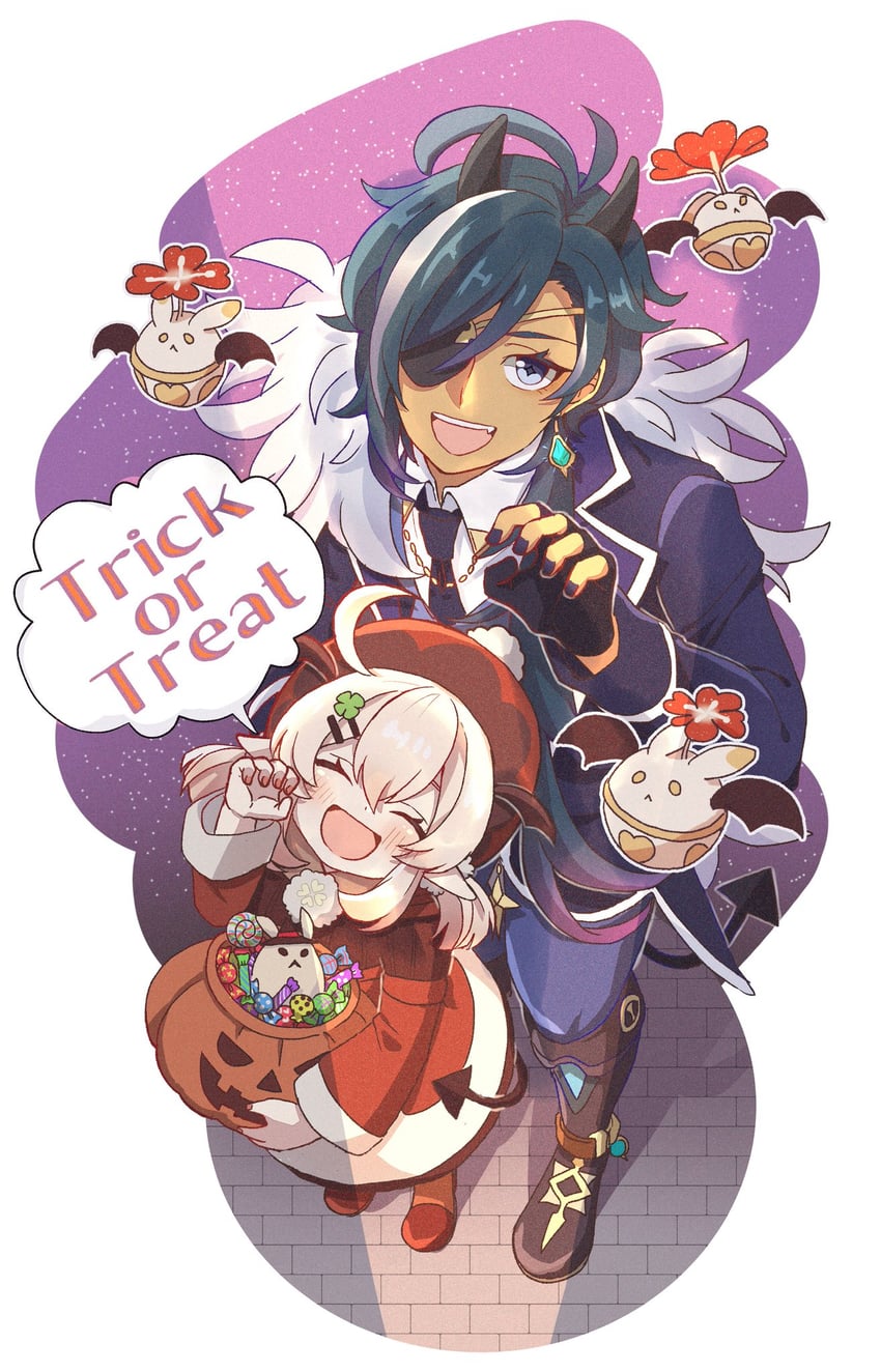 klee, kaeya, dodoco, and jumpy dumpty (genshin impact) drawn by aoyagi_(ao0701yagi)