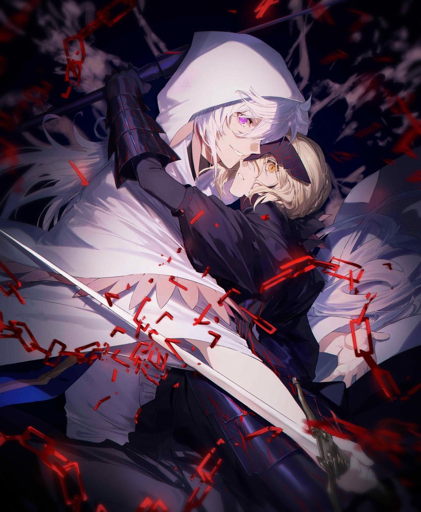 artoria pendragon, saber alter, and merlin (fate and 1 more) drawn by bsq