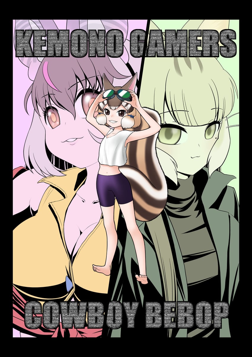 brown long-eared bat, siberian chipmunk, and jungle cat (kemono friends and 2 more) drawn by aoiaozora